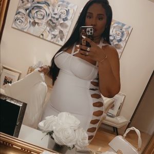 White bandage dress as shown.